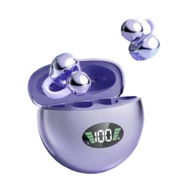 umgoogoo Open Ear Earbuds Wireless Bluetooth 5.4 with Fashion Sport Ear Hooks Bone Conduction Clip on Design Digital Display Purple Waterproof Headphones for Fitness Running and Gym Workouts (Purple)