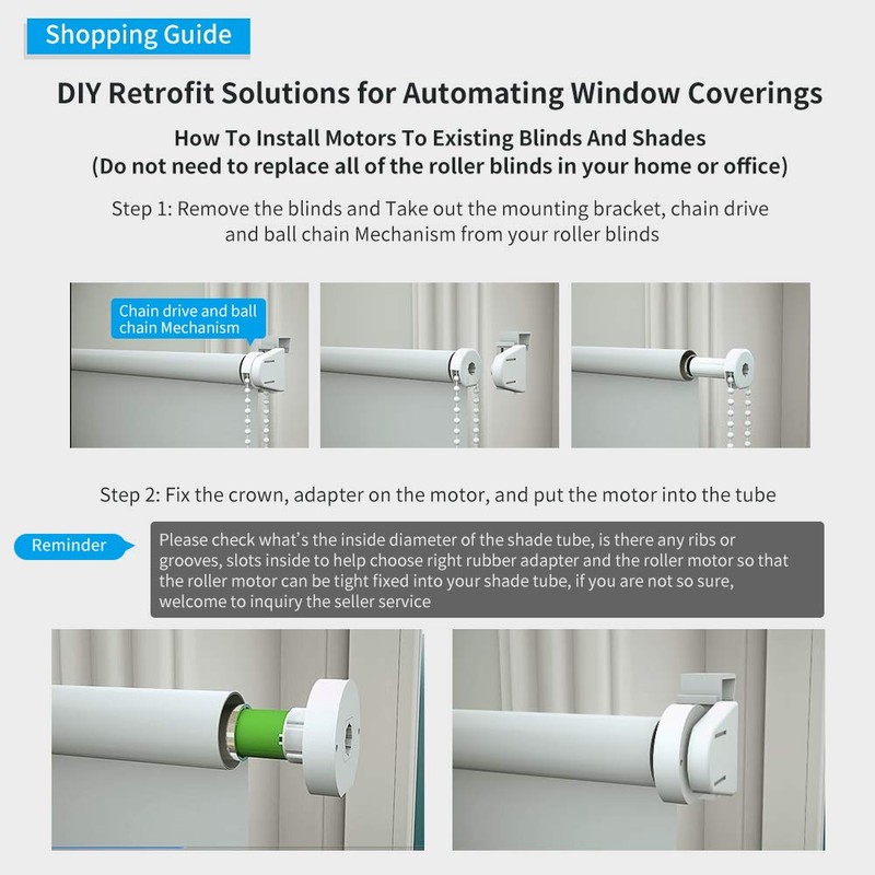 Rollerhouse 1.25" (32mm) Battery Powered Electric Shade Motor, Blinds Tubular