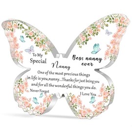 WTOPP Nanny Gifts,Nanny Birthday Gifts,Nanny Butterfly Shaped Plaque,Gifts For Nanny,Nanny Christmas Mothers Day Thanksgiving Gifts From Grandson Granddaughter