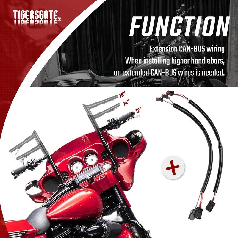 TIGERSGATE 12 INCH Handlebar Wiring Wire Extension Harness（CAN Bus） for