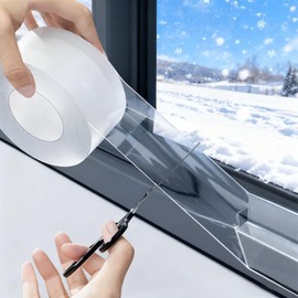 SWRT Transparent Window Weather Sealing Tape Residue-Free, 20-Mil Thick Heavy Duty Window Insulation for Winter, Weather Resistant, 2”x33FT Window Seal Tape Blocks Drafts for Doors Windows