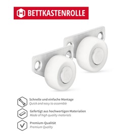 Gedotec Box Castor 30 x 14 mm, Pack of 4 Bed Box Rollers, Parquet Side Castor for Screwing, Furniture Castor, Load Capacity 40 kg, Fixed Castor for Bed Boxes and Floor Drawers, Box Trestle Castor,