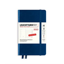 Leuchtturm1917 365686 Weekly Calendar & Notebook Pocket (A6) 2023, 12 months – Navy, German