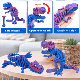 Suoyouman Articulated Dragon 3D Printed - Poseable Skeleton Dragon Fidget Toy for Adults, Stress Relief & Anxiety Toys, Cool Desk Decor for Office Home (Blue-Purple, 1 Piece) (Blue-Purple)