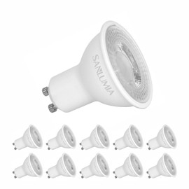 sanlumia 10 X 6W LED Gu10 Bulb Super Bright Narrow Beam Angle 38° Spotlight 530lm 75W Halogen Equivalent Natural White 4000K