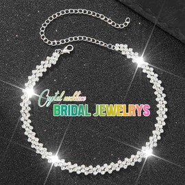 Fashband Rhinestone Choker Necklace Diamond Row Necklaces Sparkly Crystal Necklace Chain Jewerly Prom Accessories for Women