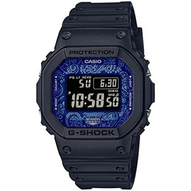 Casio G-Shock GW-B5600BP-1JF Men's Wristwatch, Bluetooth Equipped, Radio Controlled Solar, Blue Paisley Series, Black, Limited Edition Blue Paisley Series, Resin Band