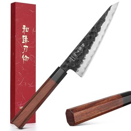 HEZHEN 5.8 inch Multi-purpose Honesuki Knife,10Cr15CoMoV Steel Core,Triple-layer Composite Steel,Redwood Handle,Professional Kitchen Knife - Razor Sharp