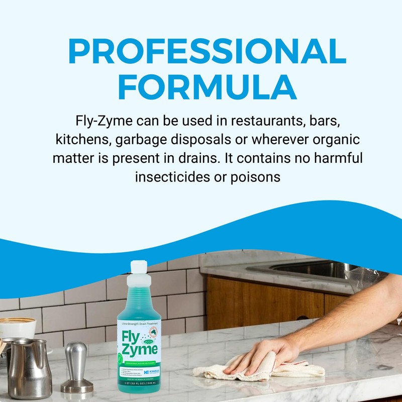Kinzua Environmental Fly-Zyme, Highly Concentrated Enzyme Drain Cleaner for Pipes,