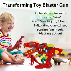 Maggie T-Rex Space Blaster: 3-in-1 Transforming Dinosaur Toy, Build and Take Apart Dino Toy with Lights & Sounds - Gift for Kids Age3+