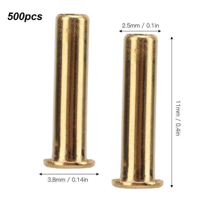 500Pcs Hollow Rivet Brass Decorative Through Hole Excellent Corrosion Resistance