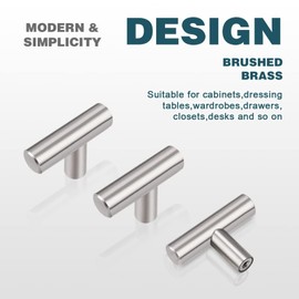 LKTFATD 5 Pack Kitchen Door Knobs Single Hole Brushed Nickel Cabinet Knobs Stainless Steel Cupboard T Knob (Screws Included)