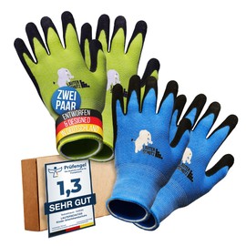 LAUTER SCHUTZ ® Children: 2 Pairs Palm Coated Stretch Fabric Work Gloves Gardening Work Gloves (Small (2-4 Years))