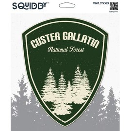 Squiddy Custer Gallatin National Forest Green - Vinyl Sticker Decal for Phone, Laptop, Water Bottle (3" high)
