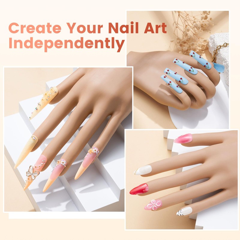 Wilfniee Practice Hand for Acrylic Nails Kit: Fake Silicone Hands