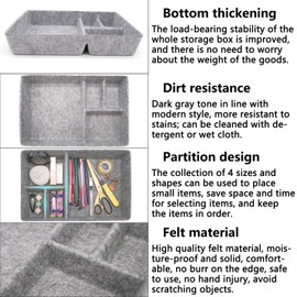 Schubladen Organizer, Aus Filz Set Waschbare Aufbewahrungsbox Ideal als Organizer zur Aufbewahrung von Büroartikeln