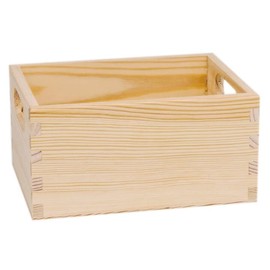 LAUBLUST Wooden Box without Lid - Natural - 20 x 15 x 10 cm - Basket Storage - Wooden Box Small - Vintage Decoration - with Handles