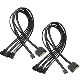 XMSJSIY - Hub divisor adaptador de ventilador PWM de SATA a 3 pines y 4 pines para carcasa de enfriamiento de computadora de escritorio de 12 V, 2 piezas en el empaque