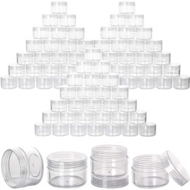 100 unidades de recipientes de muestra reutilizables con tapa, frascos cosméticos de 15 gramos, frascos de crema vacíos, recipientes de maquillaje a prueba de fugas para viajar - transparentes