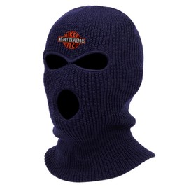 Biker Highly Dangerous Embroidered Three Hole Ski Mask Balaclava (Navy Blue)