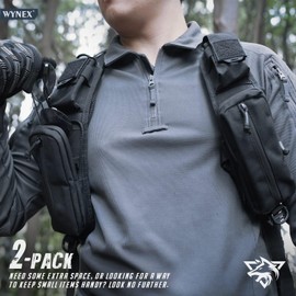 WYNEX Molle Accessories Pouch with Zipper Pocket, Backpack Strap Pouch Shoulder Strap Molle Attachment Tactical Accessories Bag Shoulder Starps Zipper Pocket Additional Phone Holder