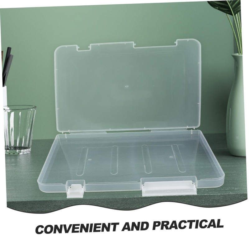 Sosoport 4pcs Portable File Storage Box Transparent Plastic Organizer for