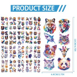 Watercolour Animal Temporary Tattoos for Kids, 20 Sheets Unicorn Tattoo Stickers, Waterproof Fake Tattoos for Girls and Boys, Birthday Party Favors, School Rewards, Arm Shoulder Body Art (Animal)