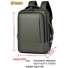 ORILOOSEN 17/15.6" Business laptop backpack, PU laptop backpack, Travel laptop backpack,carry on backpack, Expandable laptop backpack Men,college backpack (02#updated, Green)