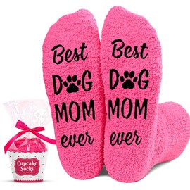 VICRAZY Dog Mom Socks for Women - Dog Lover Gifts for Her - Funny Dog Gifts - Perfect for Moms, Wives, and Grandmas - Adorable Dog-Themed Stuff, Dog Stocking Stuffers for Women, Pink, Medium