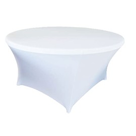 Elegant Event Essentials - Pack of 1 - Round Spandex Tablecloth - Table Decoration - for Home Décor, Christmas, Banquet, Wedding Events, Business Dinner, Dining Table - 5FT(150CM) - White