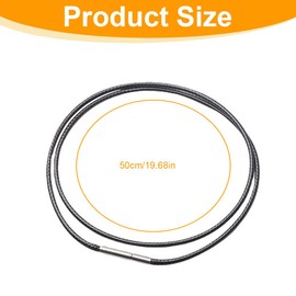 ZAMXHUG 3pcs Faux Leather Necklace Bracelet Black Braided Leather Chain Leather Cord 2 mm Wide Women Men Chain for Pendant with Stainless Steel Clasp (50 cm)