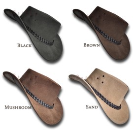 Oztrala Jacaru Hat Suede Leather Cowboy Men's Womens Childrens Kids Australian Outback Western Aussie WS 1007 US Brown
