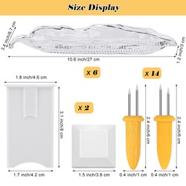 Aodaer 22 Pieces Corn Cob Holders and Dish Set with 2 Corn Butter Spreaders Transparent Service Tray Corn Dish Plastic Corn Trays Corn on The Cob Skewer BBQ Tool Cob Dinnerware for Sweet Butter Corn