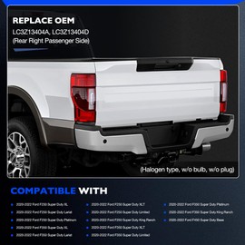 Taillights, Compatible with 2020-2022 Ford F250 F350 F450 Super Duty, Replace LC3Z13404A LC3Z13404D Driving Reverse Brake Turn Signal Lamp Rear Left Driver Tail Lights Assembly (w BLIS Blind Spot)