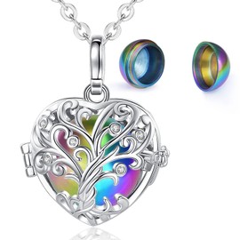 EUDORA Urn Necklace for Ashes for Women, Ash Pendant for Human Dog Cat Ashes, Heart Tree of Life Necklace for Ashes of Loved One Mama Dad Daughter Grandma Pet Cremation Souvenir Jewelry for Funeral