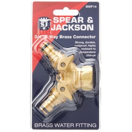 Spear & Jackson BWF14 3/4" 2 Way Brass Tap Connector, Bronze