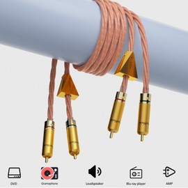 Preffair X461 1 Pair OCC Cables 15AWG 4 x 1.5mm2 RCA Audio Cable with Gold Plated RCA Connectors for Speaker, Subwoofer, Turntable, AMP, DAC (1.5M/4.9FT, X461R1786G)