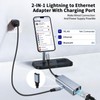 [MFi Certified] Lightning to Ethernet Adapter with Charging Port, 2-in-1