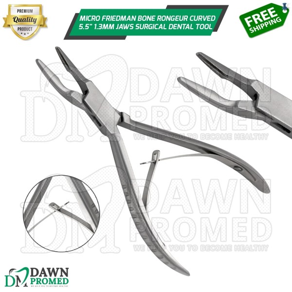 DawnProMed Micro Friedman Bone Rongeur Curved 5.5" 1.3mm Jaws Surgical