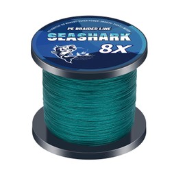 Seashark Braided Fishing Line Color Never Fade 8 Strands Super Strong PE Fishing Line Abrasion Resistant Fishing Wire Tensile 6lb to 80lb (Moss Green, 30lb 0.26mm-100m/109Yards)