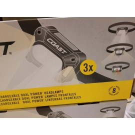 Coast "3-PACK" 1000-Lumen Headlamp Rechargeable Dual Power WATER PROOF IPX7