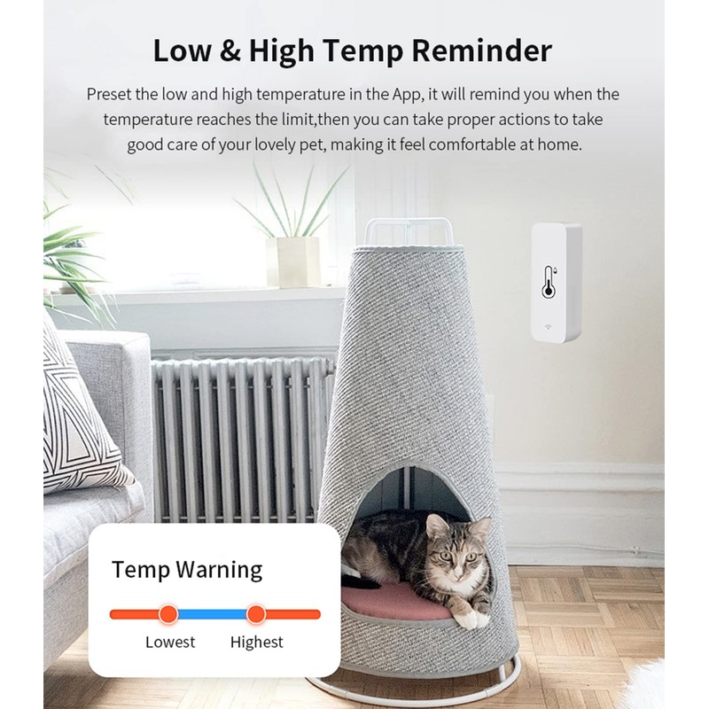 4-Pack WiFi Temperature Humidity Sensor: Wireless Temperature Humidity Monitor with