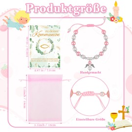 HOWAF Girl's Communion Bracelet, Guardian Angel Bracelet, Communion Jewellery Bracelet, Communion Bracelet Girls with Communion Card, Communion Gifts for Girls, Pink Pearls