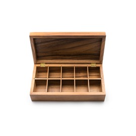 Ironwood Gourmet Rectangular Vauxhall Double Tea Box, Acacia Wood,Brown, 10 Compartment