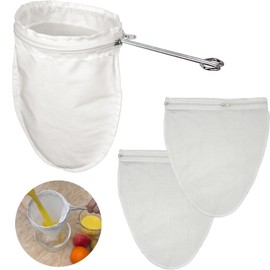 Ultra Fine Mesh Strainer with Stainless Steel Handle, Reusable Food Grade Juice Strainer, Cheesecloth Strainer with Zipper for Nut Milk, Coffee, Butter, Juices and Cheese (Small Size)