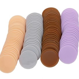 HAKITAROOM Set of 100 Opaque Plastic Learning Counters Mini Poker Chips Game Tokens with Storage Box (Peachpuff+Thistle+Chocolate+LightGray, 1.26 Inch)