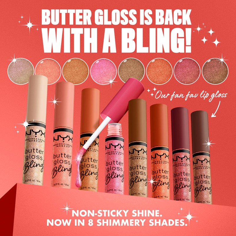 NYX PROFESSIONAL MAKEUP Butter Gloss Bling Lip Gloss, Non Sticky