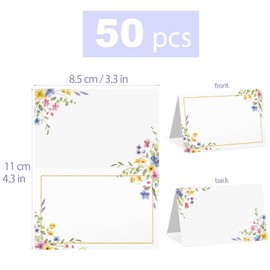 50 Pcs Wedding Place Cards Flower Branches Table Name Place Cards Seating Cards Placement Tags Name Cards for Table Setting Wedding Birthday Christmas Party Decors (Corner Flower Branches)