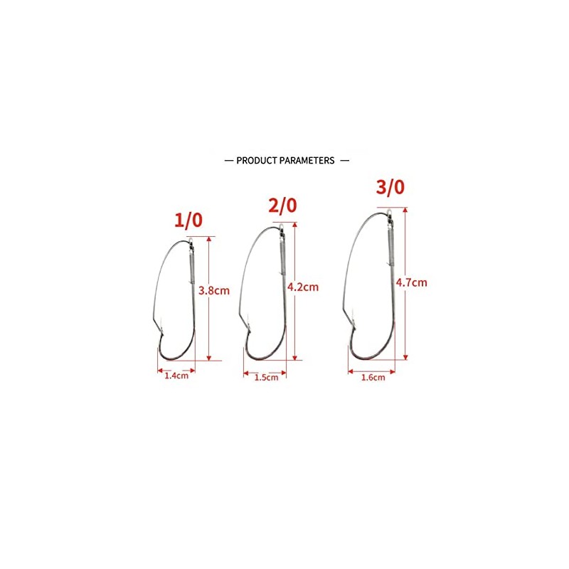 Weedless Fishing Hook Sizes 1/0-3/0 High Barbed Stainless Steel Hooks