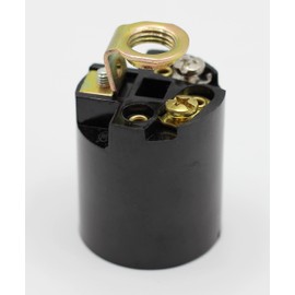 Creative Hobbies® ELT5561A Phenolic (Bakelite) Medium Base E26 Fixture Socket, for Incandescent Bulbs, One-Piece Keyless with Hickey, Black, Pack of 6